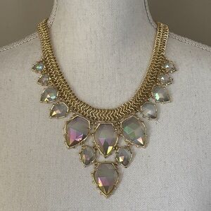 Vintage Kendra Scott Elegant Gretchen Statement Necklace Gold Iridescent Slate